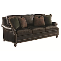 Shoal Creek Sofa with Turned Legs and Nailhead Border