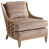 Marion Contemporary Accent Chair with Eclectic Carved Oak Frame