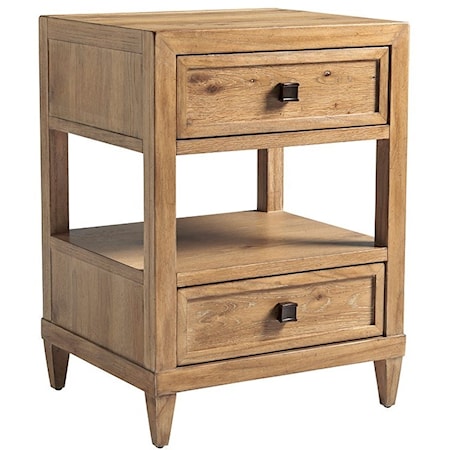 Reston Two Drawer Nightstand with Open Storage