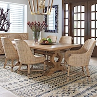 Seven Piece Dining Set with Farmington Table and Keeling Banana Leaf Chairs