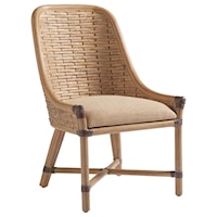 Keeling Woven Banana Leaf Side Chair with Upholstered Cushion in Ellerston Maize Fabric