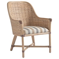 Keeling Woven Banana Leaf Arm Chair with Upholstered Cushion in Custom Fabric