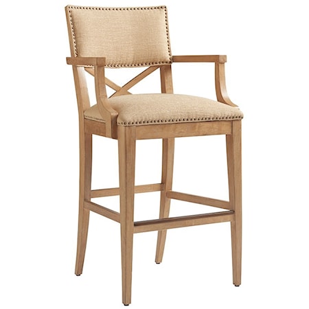 Sutherland Upholstered Bar Stool in Ellerston Maize Fabric