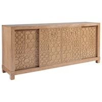 Morocco Media Console with Four Sliding Doors and Tribal Design