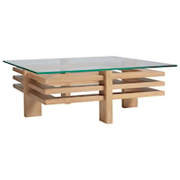 Calcutta Square Contemporary Cocktail Table with Glass Top