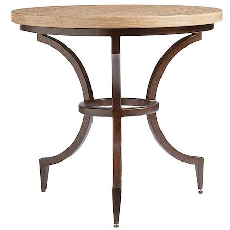 Flemming Round Metal End Table with Wood Top