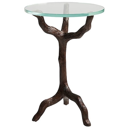 Trieste Contemporary Twig-Shaped Accent Table with Glass Top