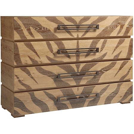 Tangiers Eclectic Animal Print Hall Chest with Four Drawers