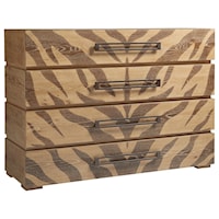 Tangiers Eclectic Animal Print Hall Chest with Four Drawers