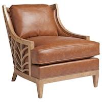 Marion Contemporary Accent Chair with Eclectic Carved Oak Frame