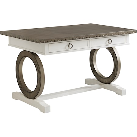 Sawgrass Two-Tone Bistro Table with Burnished Pewter  Detail