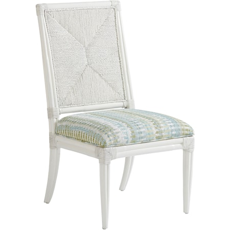 Regatta Side Chair with Lampakani Rope Detail and Custom Fabric