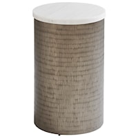 Turnberry Round Chairside Table with Marble Top and Hammered Metal Base