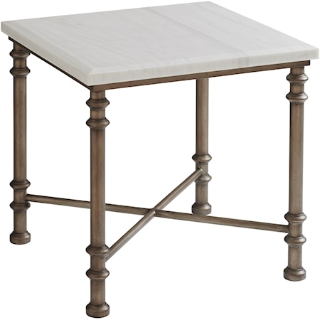 Flagler Square Marble Top End Table