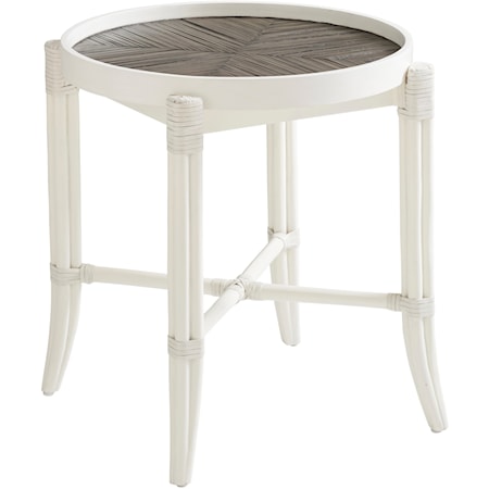 Neptune Two Tone Round End Table with Crushed Bamboo Top