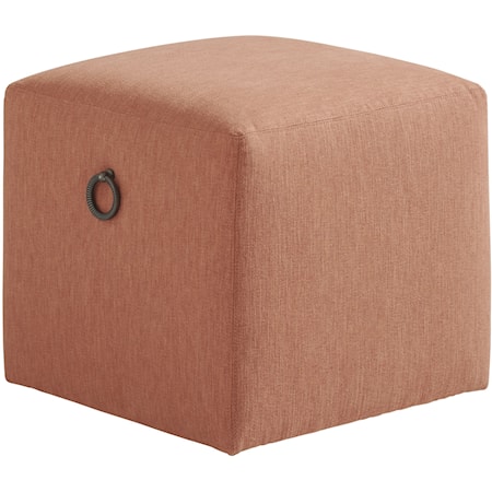 Jupiter Square Accent Ottoman with Casters and Pewter Ring Pull