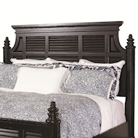 Queen-Size Malabar Panel Headboard with Shutter Details & Classic Crown Molding 