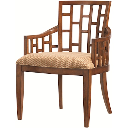 Quick Ship Lanai Arm Chair with Geometric Pattern