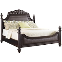 King-Size Harbour Point Headboard & Footboard Bed with Rattan Panels