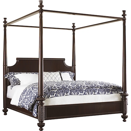 California King-Size Diamond Head Bed with Adjustable Posts & Canopy