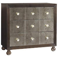 Three-Drawer Starlight Mirrored Nightstand with Penn Shell Hardware