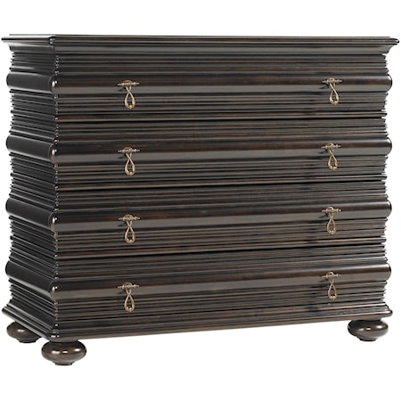 Four-Drawer Shapely Black Sands Night Chest