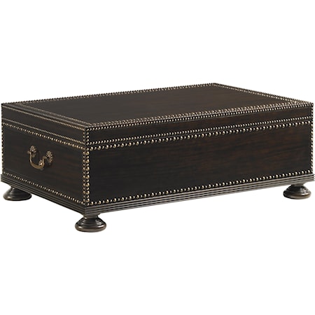 Two-Drawer Sunset Cay Cocktail Table with Patterned Nailhead Trim