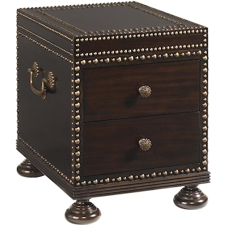 Two-Drawer Sunset Cay Lamp Table with Patterned Nailhead Trim