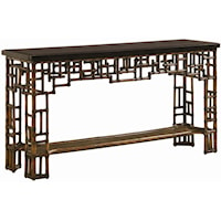 Rattan & Leather Mystic Console with Penn Shell Top