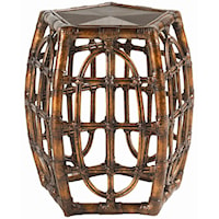 Rattan with Leather Binding Oval Reef Accent Table