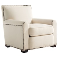Stirling Park Fabric-Upholstered Tight Back Chair with Track Arms & Decorative Nailhead Trim