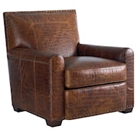 Stirling Park Leather-Upholstered Tight Back Chair with Track Arms & Decorative Nailhead Trim 