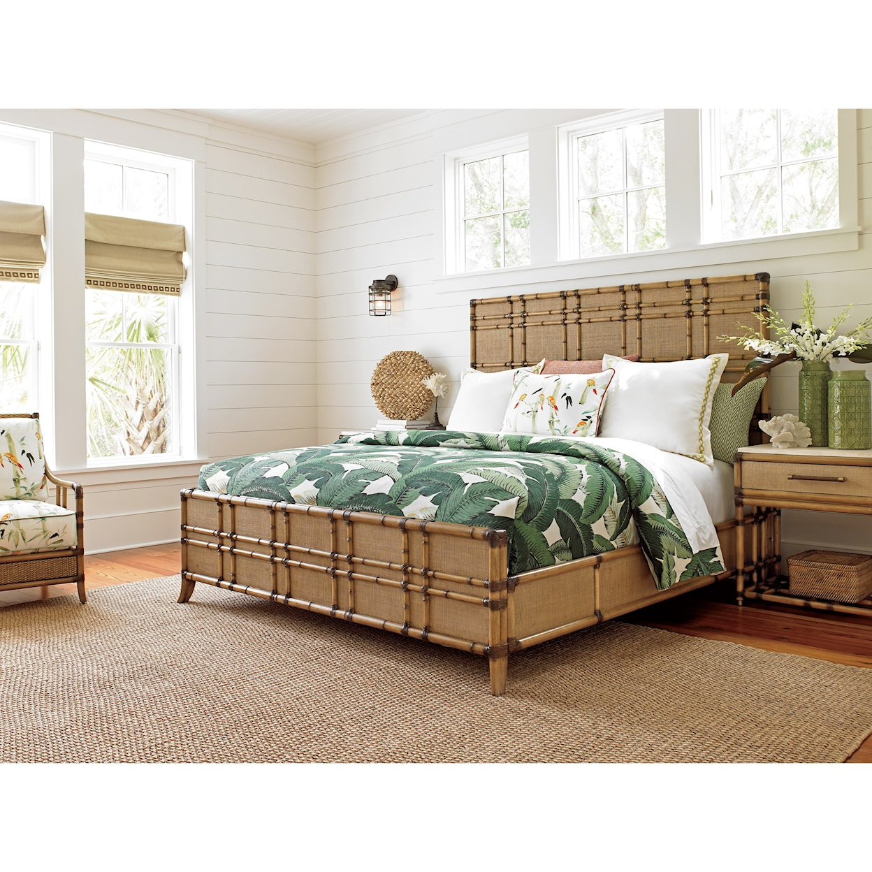 Tommy Bahama Home Twin Palms Cali King Size Coco Bay Panel Bed