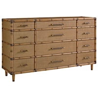 Windward Twelve Drawer Dresser with Raffia Detail