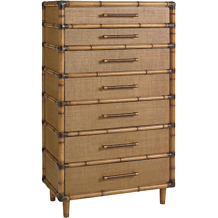 Bridgetown Chest with Raffia Drawer Fronts and Leather-Wrapped Bamboo Trim