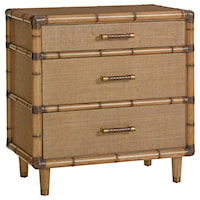 Parrot Cay Three Drawer Nightstand with Woven Raffia Panels