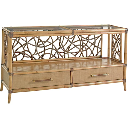 Sonesta Serving and Console Table with Twisted Rattan Lattice