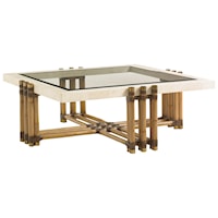 Weston Square Cocktail Table with Glass and White Cordova Stone Top