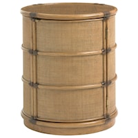 Cassada Drum Table with Raffia Sides and Crushed Bamboo Top