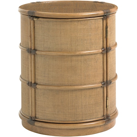 Cassada Drum Table with Raffia Sides and Crushed Bamboo Top