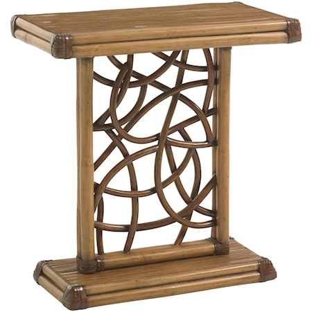 Angler Accent Table with Twisted Rattan Lattice