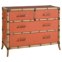 Raffia Accent Chest with Protective Glass Top