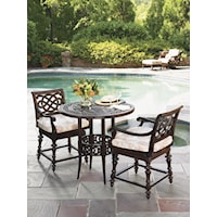 Outdoor Bistro Dining Set with 2 Swivel Counter Height Stools
