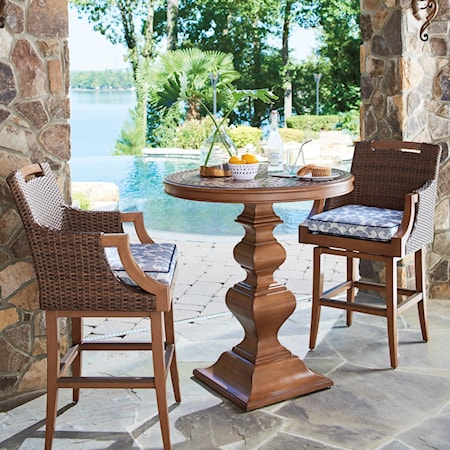3-Piece Outdoor Bistro Dining Set w/ Adjustable Table and Bar Stools