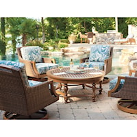 5-Piece Outdoor Chat Set w/ Round Table and Swivel Rock Chairs