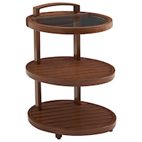 Transitional Outdoor 3-Tier End Table with Tempered Glass Top