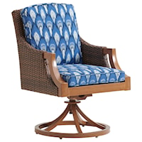 Transitional Outdoor Swivel Rocker Dining Chair with Cushions