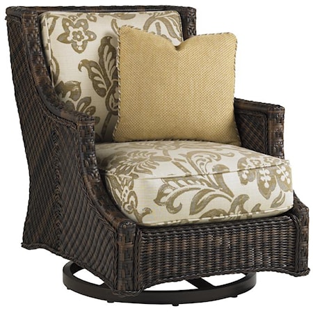 Outdoor Woven Wicker Swivel Lounge Chair