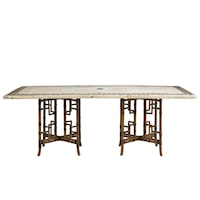 Outdoor Stone Double Pedestal Rectangular Dining Table