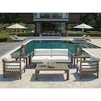 Outdoor Chat Set with Solid Teak Tables & Chairs